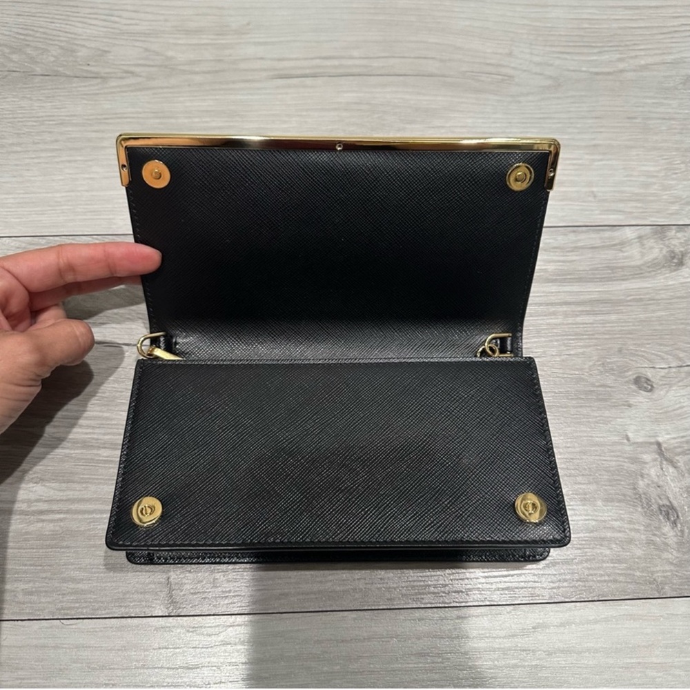 Prada Black and Gold Saffiano Leather Wallet on a Chain - Picture 4 of 11
